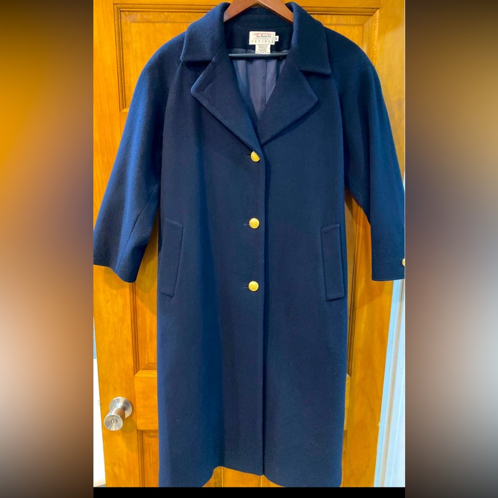 EUC Talbots 100% wool navy coat 6 Petite retail $398